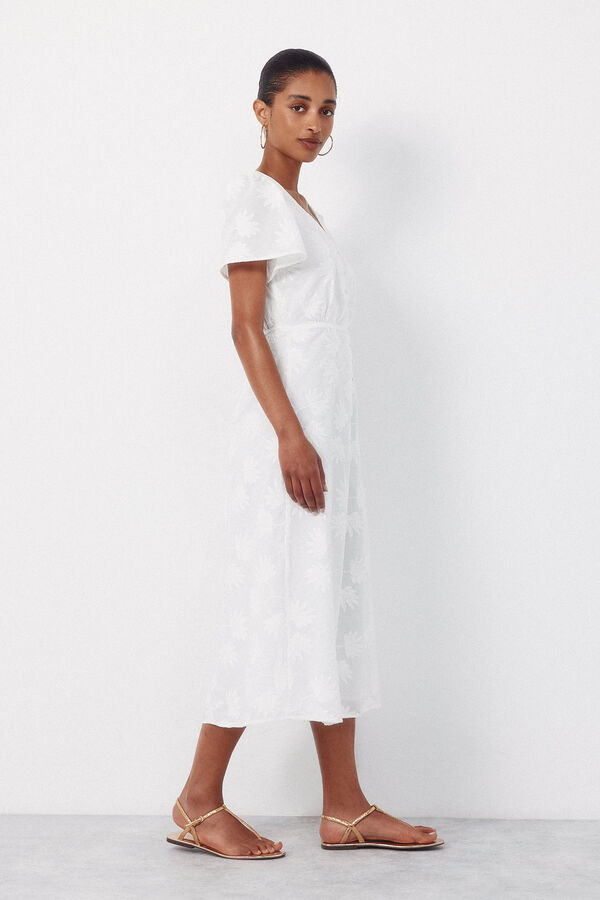 Cortefiel Vestido bordado Blanco
