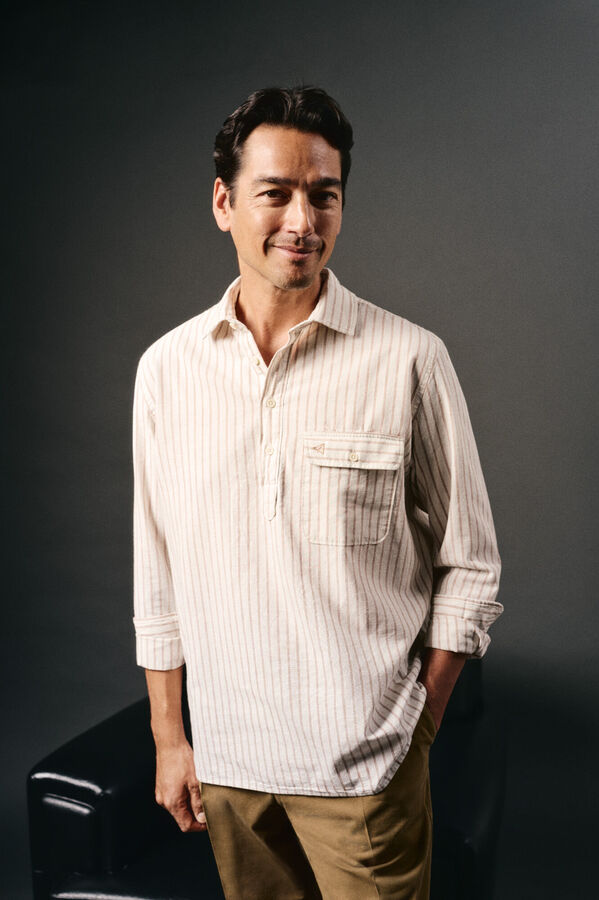 OOTO Polera de algod&oacute;n con lino Marfil