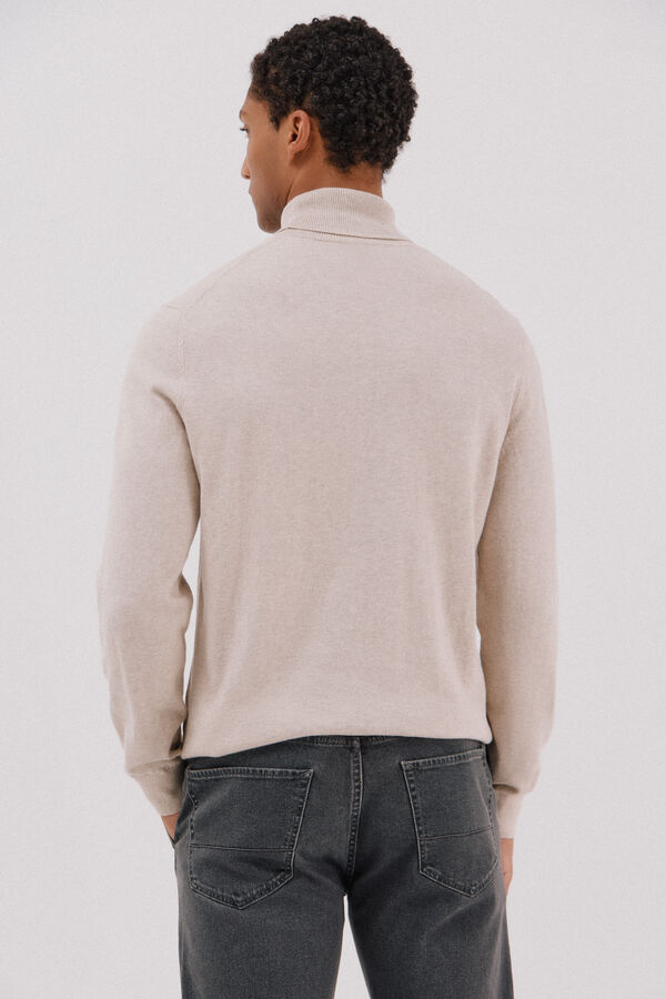 Cortefiel Su&eacute;ter algod&oacute;n cashmere cuello alto Beige