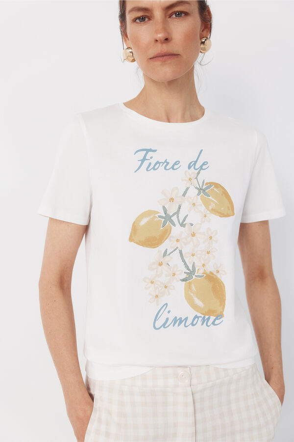 Cortefiel Playera estampada Blanco