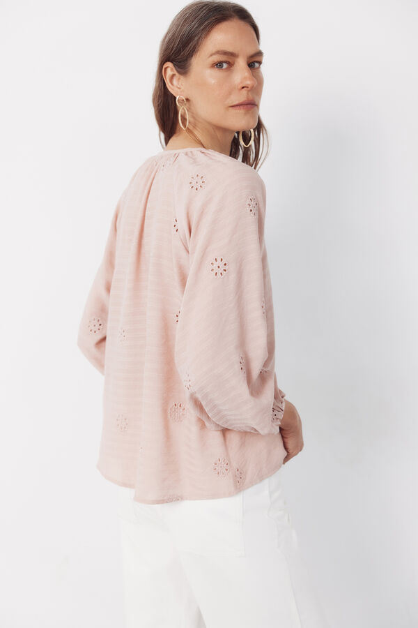 Cortefiel Blusa con bordados Rosa