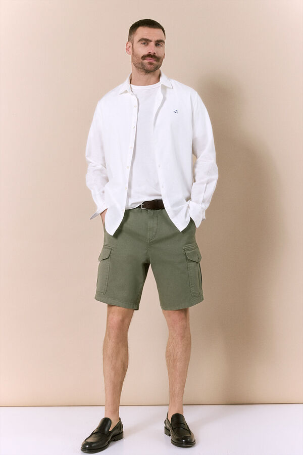 OOTO Camisa algod&oacute;n lino manga larga Blanco