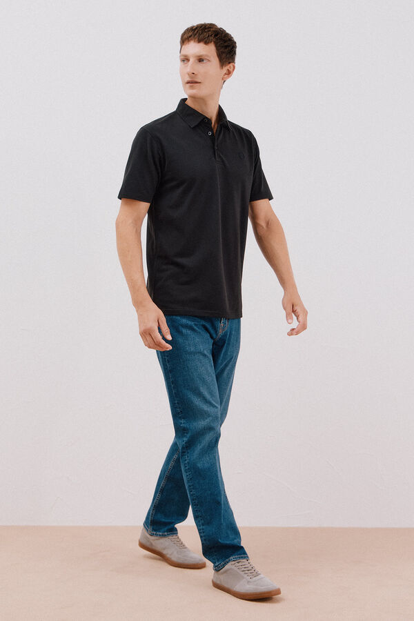 Cortefiel Polo liso de piqu&eacute; Negro
