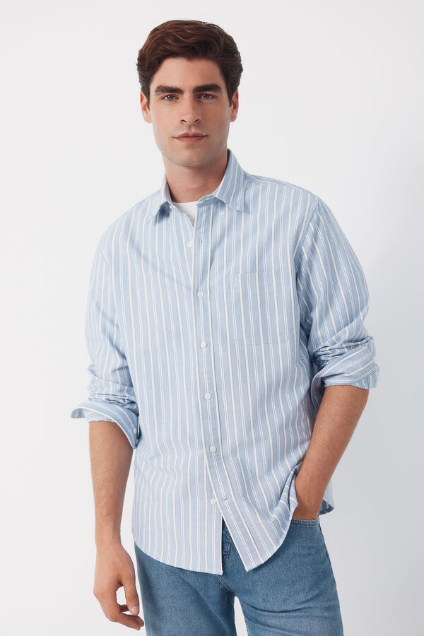Cortefiel Camisa oxford rayas Azul oscuro