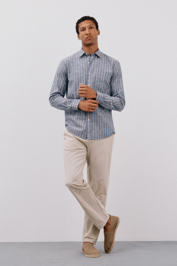 Cortefiel Camisa de rayas flam&eacute; Azul marino