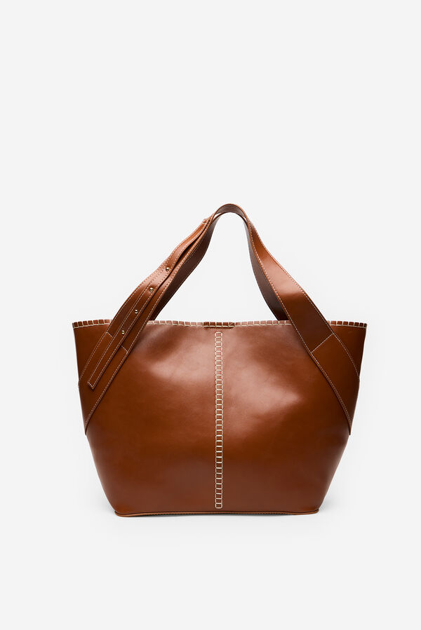 Cortefiel Capazo pespuntes Marr&oacute;n