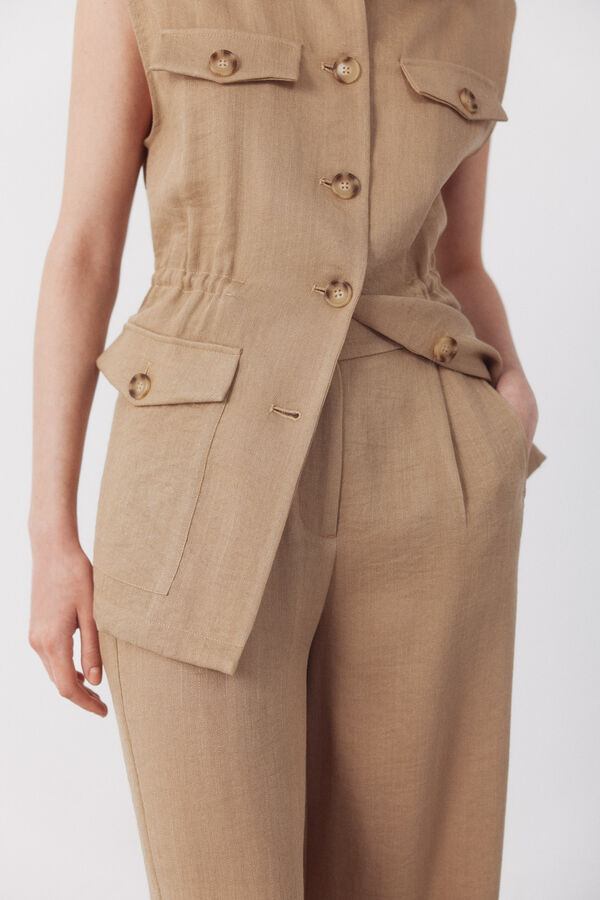 Cortefiel Pantal&oacute;n fluido de doble pinza Arena