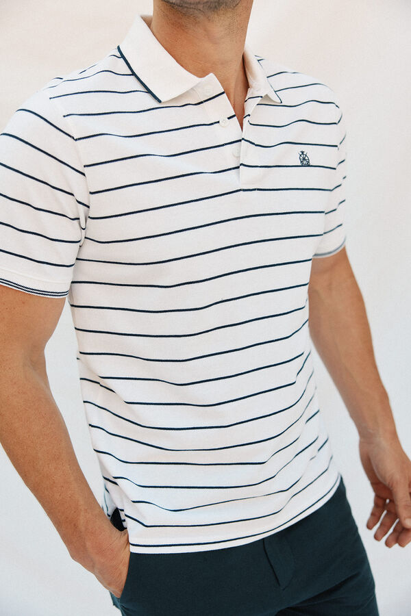 Cortefiel Polo de rayas Blanco