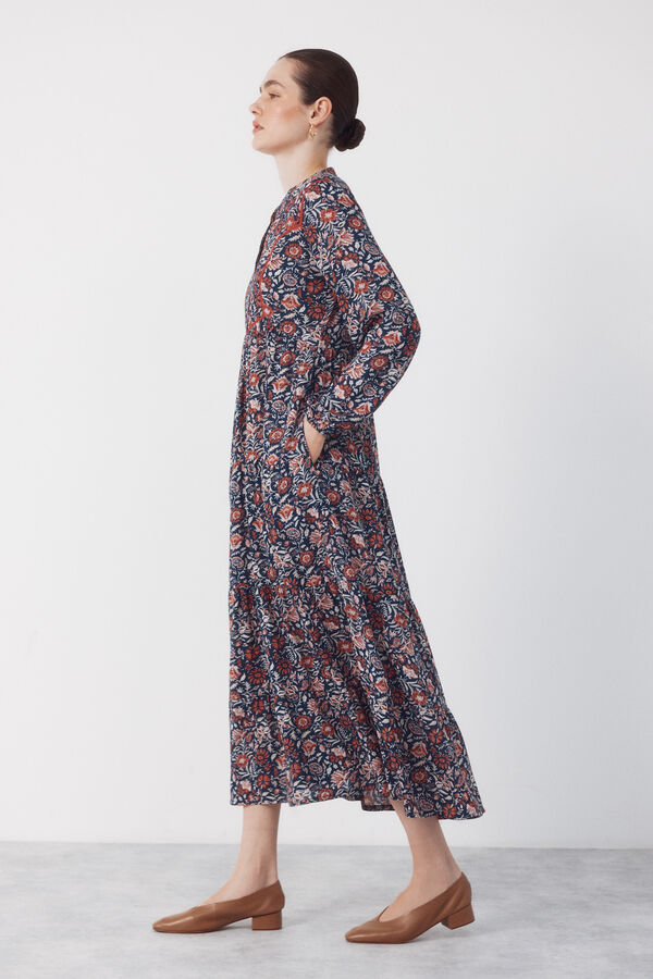 Cortefiel Vestido fluido estampado Multicolor