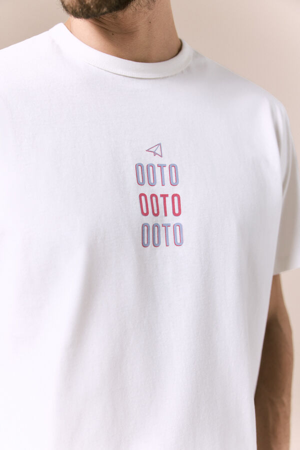 OOTO Camiseta lavada con logo Blanco