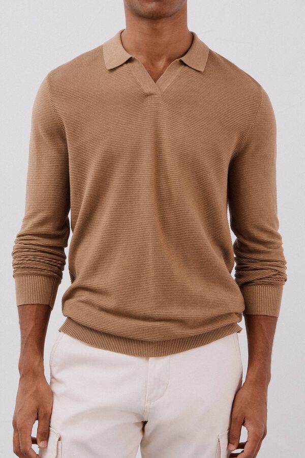 Cortefiel Su&eacute;ter tejido fino Beige