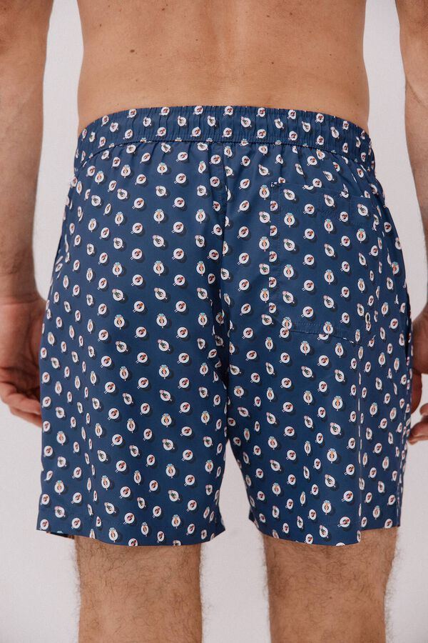 Cortefiel Ba&ntilde;ador estampado flotadores Azul marino