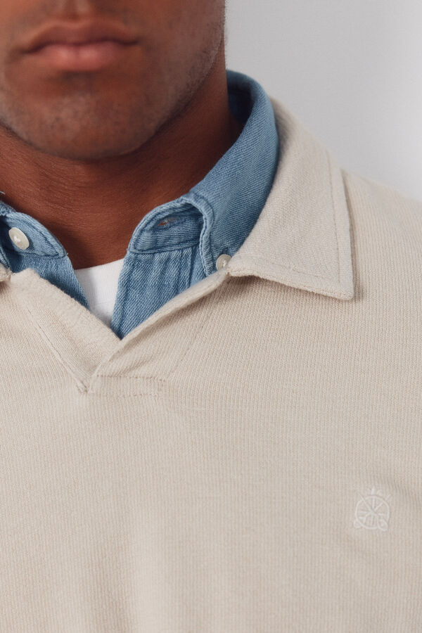 Cortefiel Polo estructura manga larga Beige
