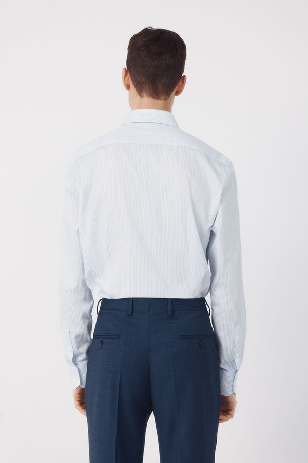 Cortefiel Camisa vestir rayas slim fit f&aacute;cil plancha Azul
