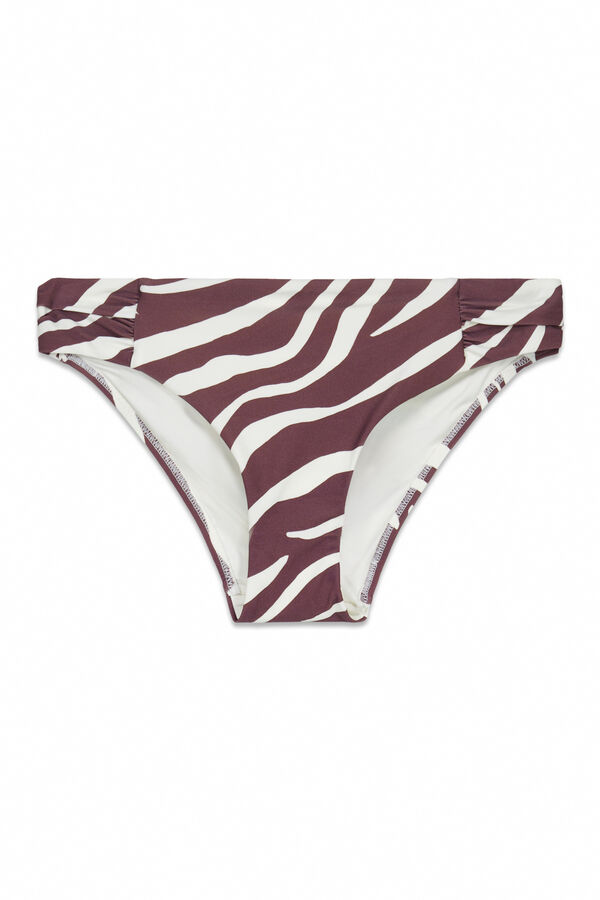 Cortefiel Panty de bikini drapeado lateral Estampado marr&oacute;n