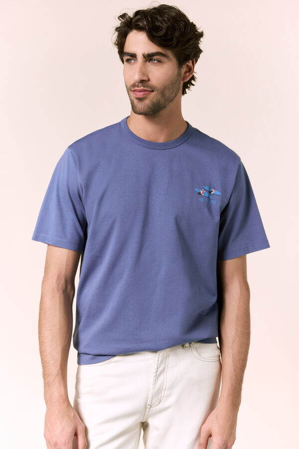 OOTO Camiseta gr&aacute;fica lavada Azul marino