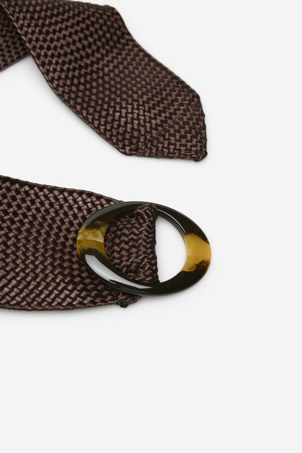 Cortefiel Cintur&oacute;n faj&iacute;n trenzado Marr&oacute;n oscuro