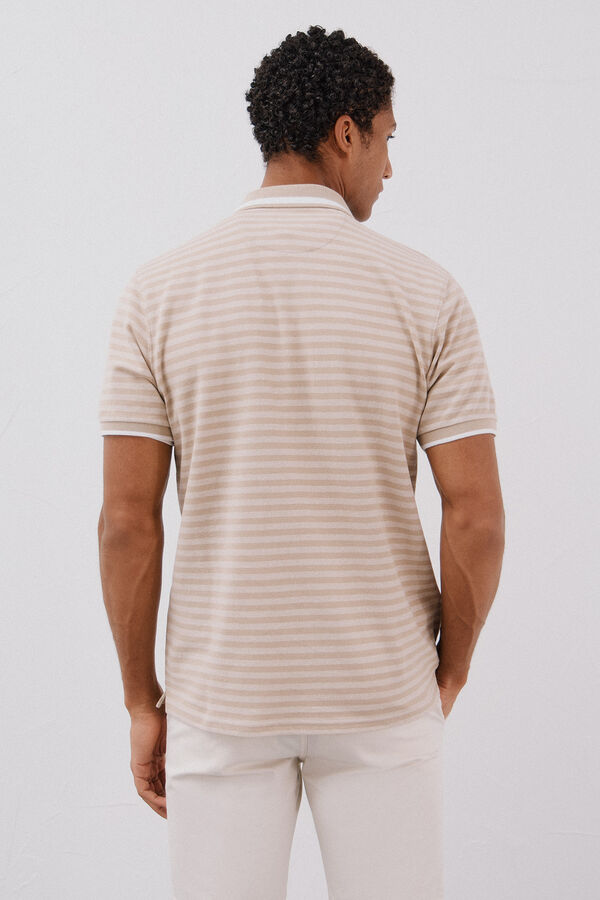Cortefiel Polo rayas oxford Beige