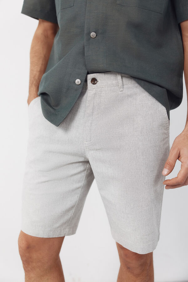Cortefiel Bermuda tejido oxford Gris