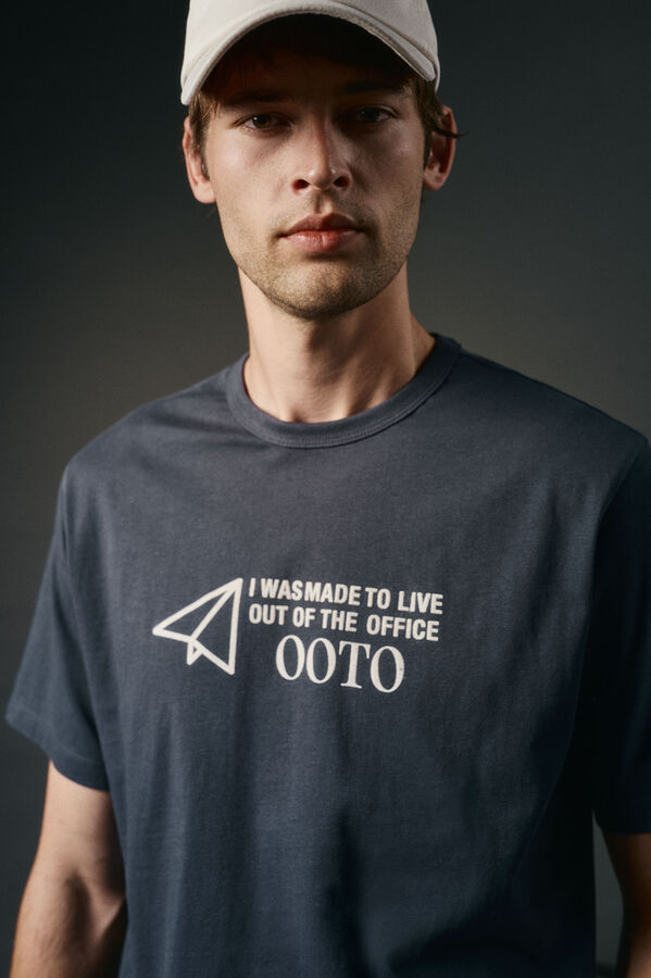 OOTO Camiseta gr&aacute;fica lavada Azul marino