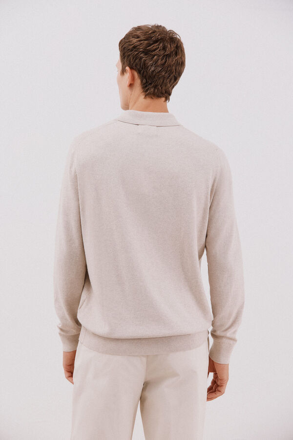 Cortefiel Su&eacute;ter algod&oacute;n cashmere cuello redondo ajustado Beige