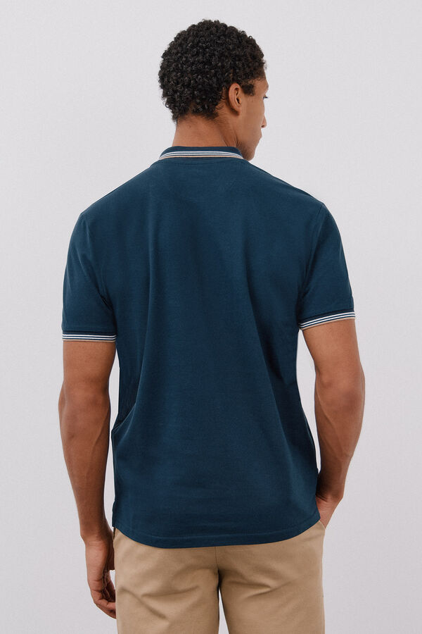 Cortefiel Polo de piqu&eacute; con ribetes Azul marino