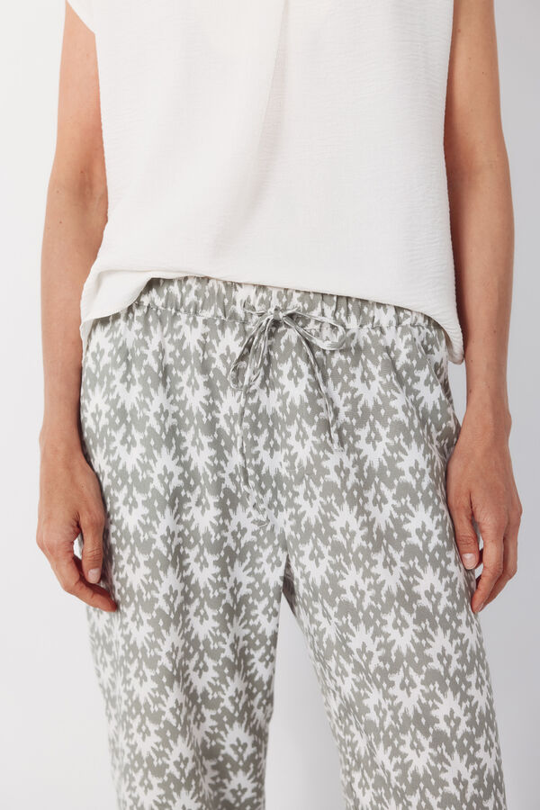 Cortefiel Pantal&oacute;n fluido estampado Estampado verde
