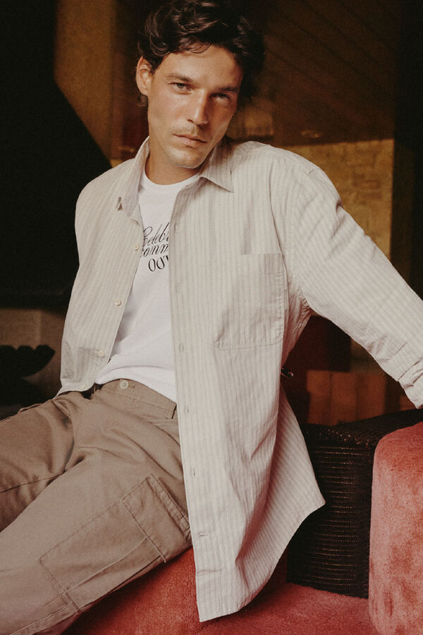 OOTO Camisa rayas estructura Azul