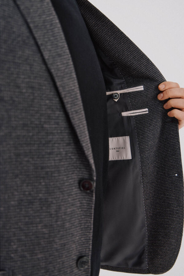 Cortefiel Blazer de punto pata de gallo Gris oscuro