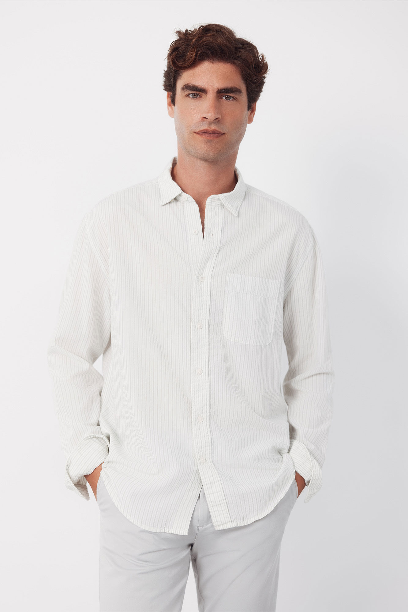 Cortefiel Camisa seersucker rayas