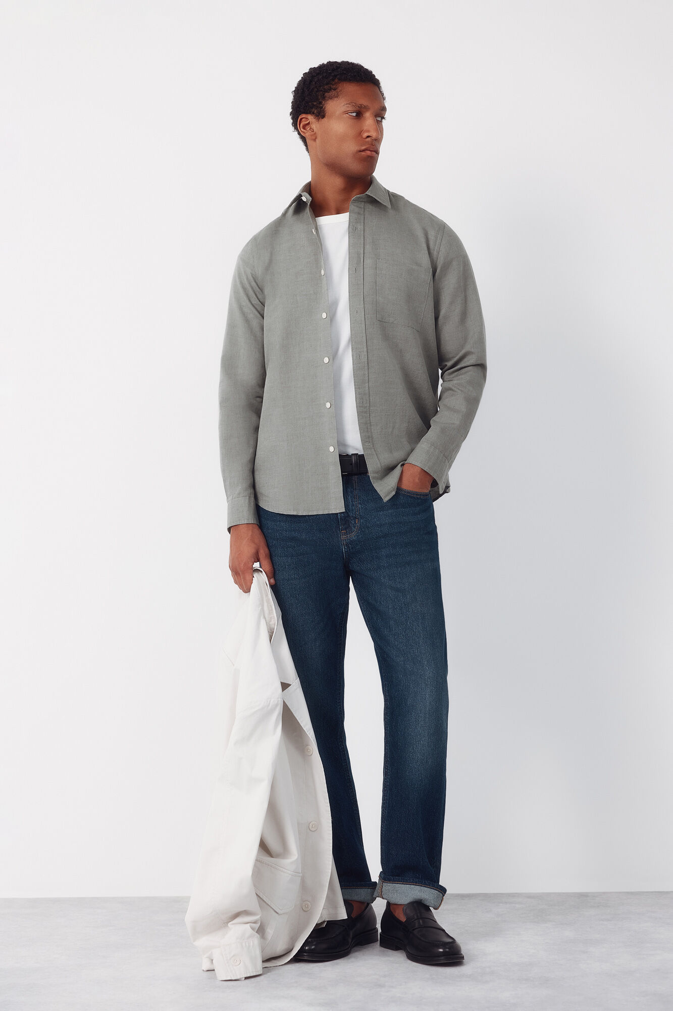 Cortefiel Camisa lino algod&oacute;n liso