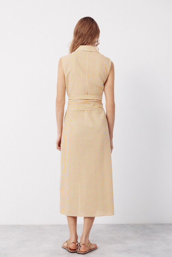 Cortefiel Vestido camisero vichy Estampado amarillo
