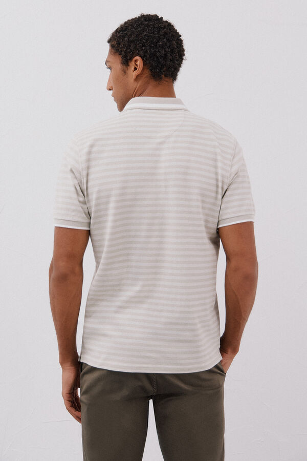 Cortefiel Polo rayas oxford Beige