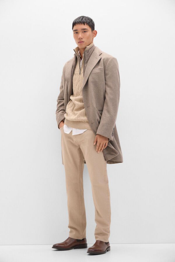 Cortefiel Pantal&oacute;n 5 bolsillos color regular fit Beige