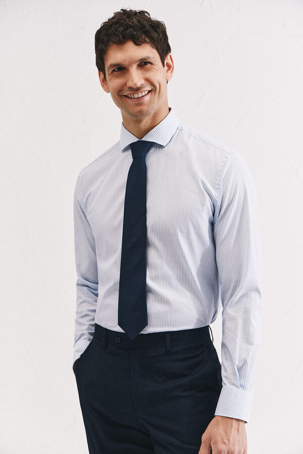 Cortefiel Camisa vestir otom&aacute;n slim fit f&aacute;cil plancha Azul