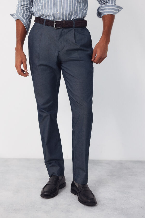 Cortefiel Chino pinzas tapered Azul oscuro