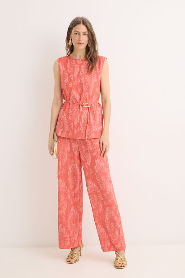 Cortefiel Pantal&oacute;n largo recto Coral