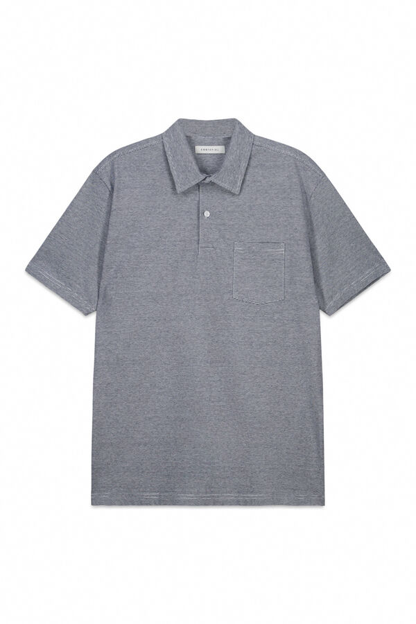 Cortefiel Polo rayas bolsillo Gris