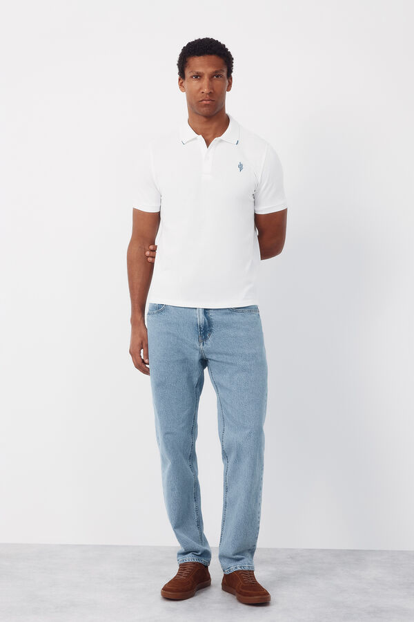 Cortefiel Polo bordado Blanco