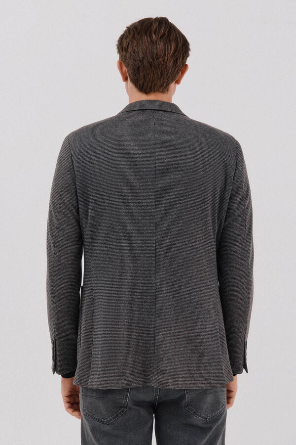 Cortefiel Blazer de punto pata de gallo Gris oscuro