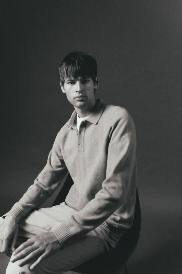 OOTO Jersey cuello polo lana Kaki