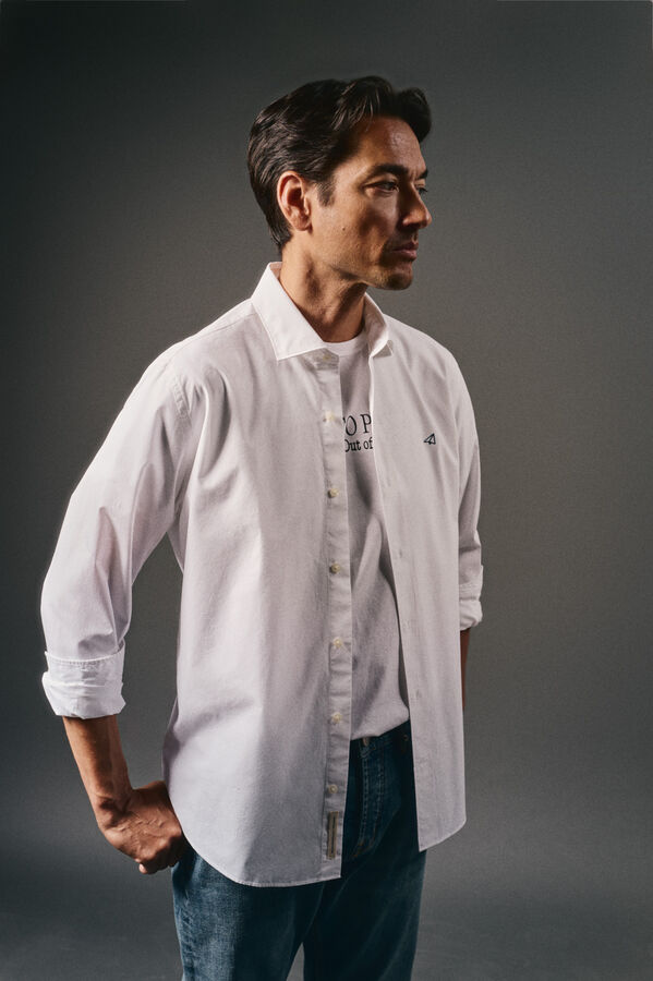 OOTO Camisa lisa popel&iacute;n Blanco