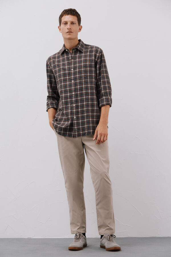 Cortefiel Camisa de cuadros Tencel Gris