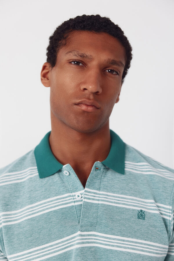Cortefiel Polo oxford de rayas Verde