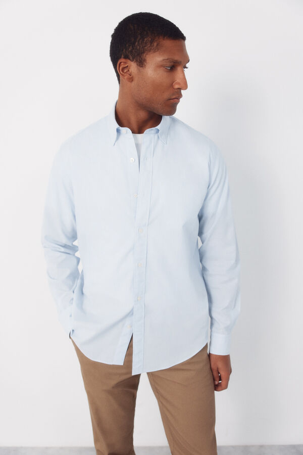 Cortefiel Camisa lisa popel&iacute;n Azul