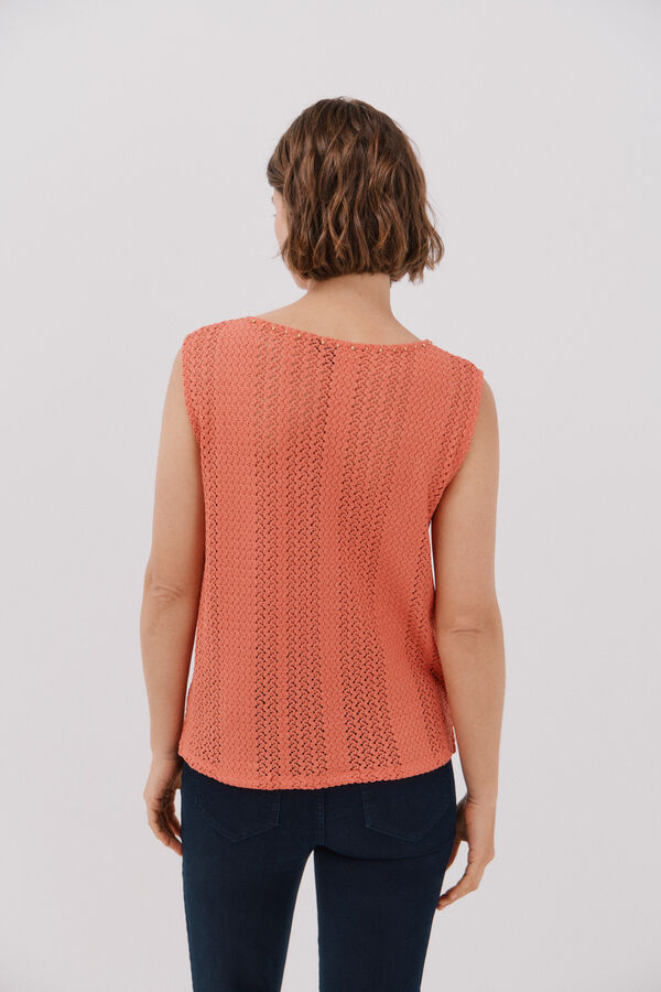 Cortefiel Top sin mangas de crochet Coral