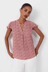 Cortefiel Blusa fluida de manga de vuelo Estampado rojo