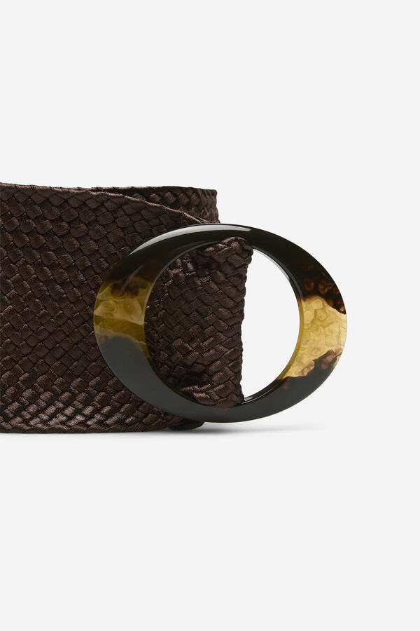 Cortefiel Cintur&oacute;n faj&iacute;n trenzado Marr&oacute;n oscuro