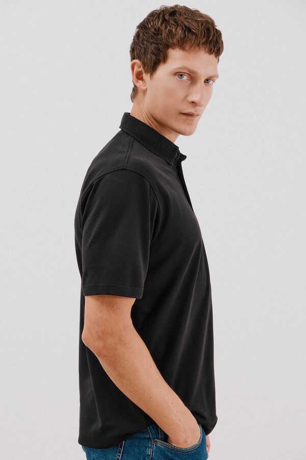 Cortefiel Polo liso de piqu&eacute; Negro