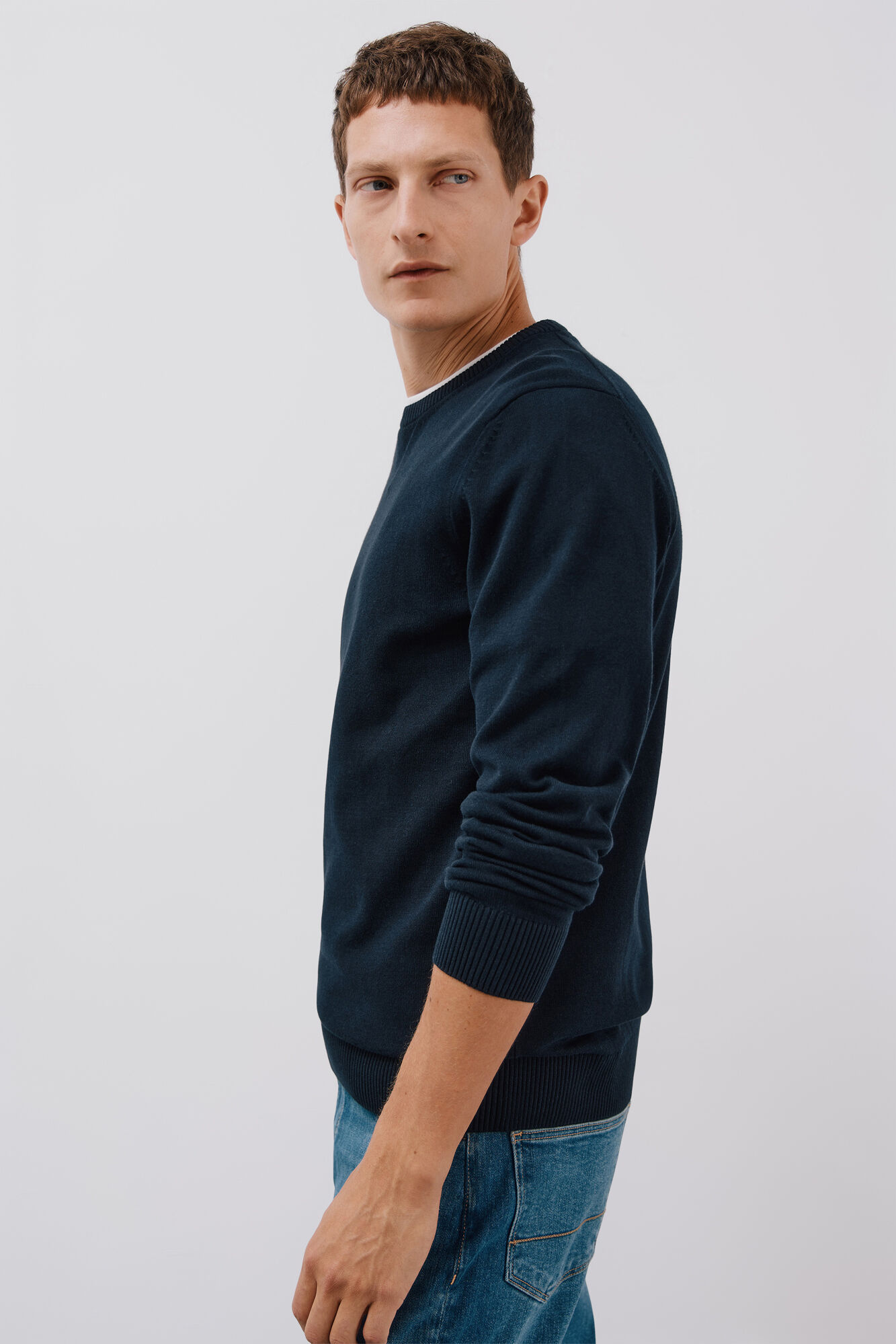 Cortefiel Su&eacute;ter tejido fino algod&oacute;n cuello redondo 